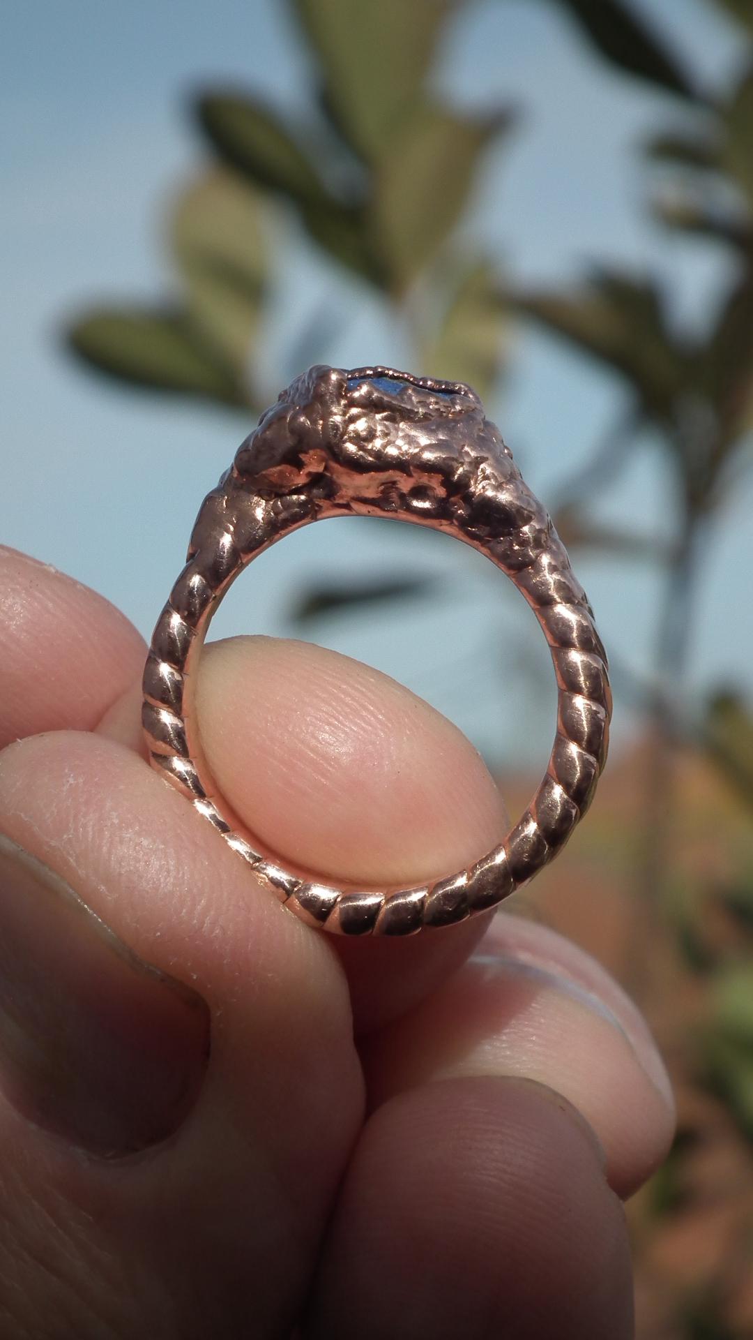 Electroformed Copper rough Lapis Lazuli ring