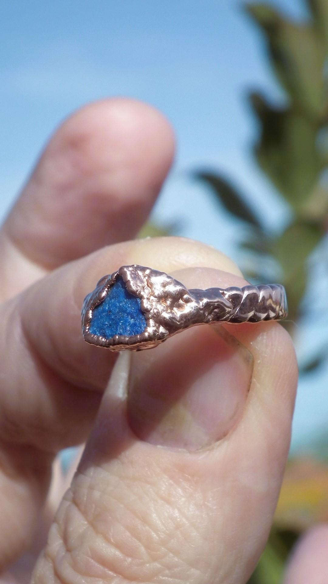 Electroformed Copper rough Lapis Lazuli ring