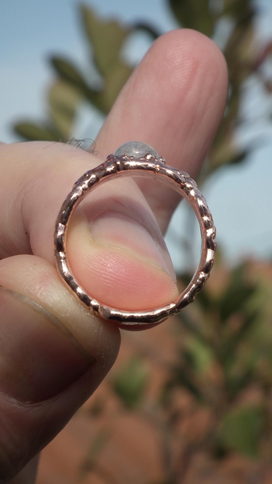 Moonstone ring // Electroformed copper