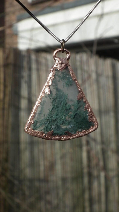 Copper formed Mossagate pendant