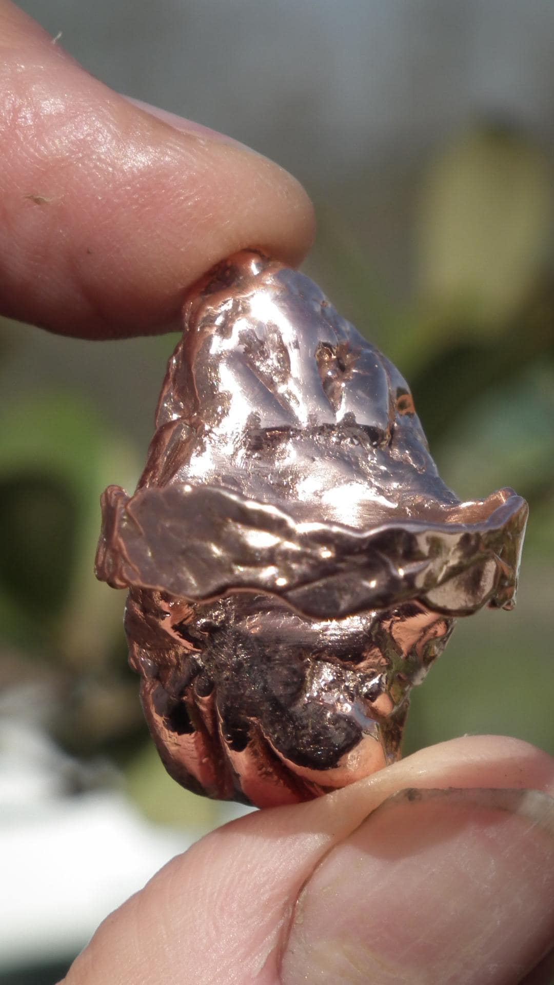 Enhydrokristalring // Uv-reactief kristal // Gouden enhydro // Elektrogevormd koper