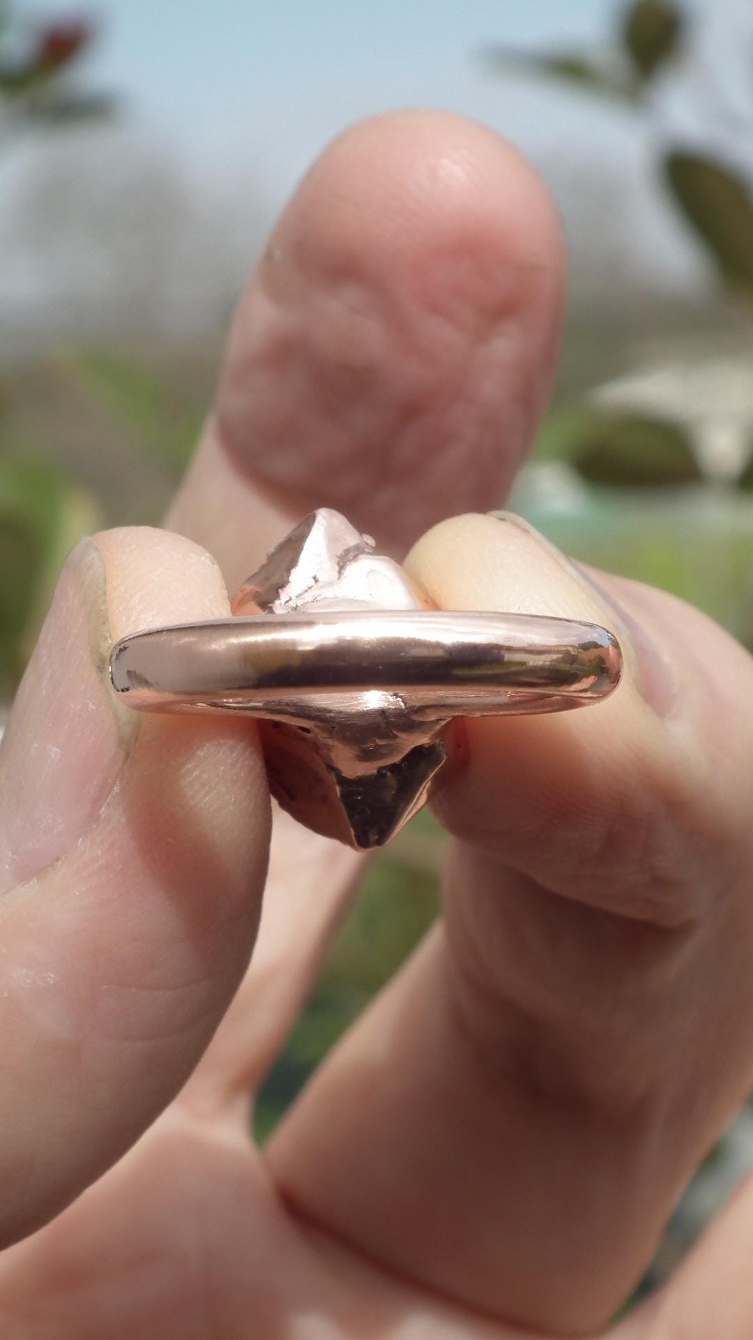 Herkimer diamond ring / herkimer ring / Electroformed Copper