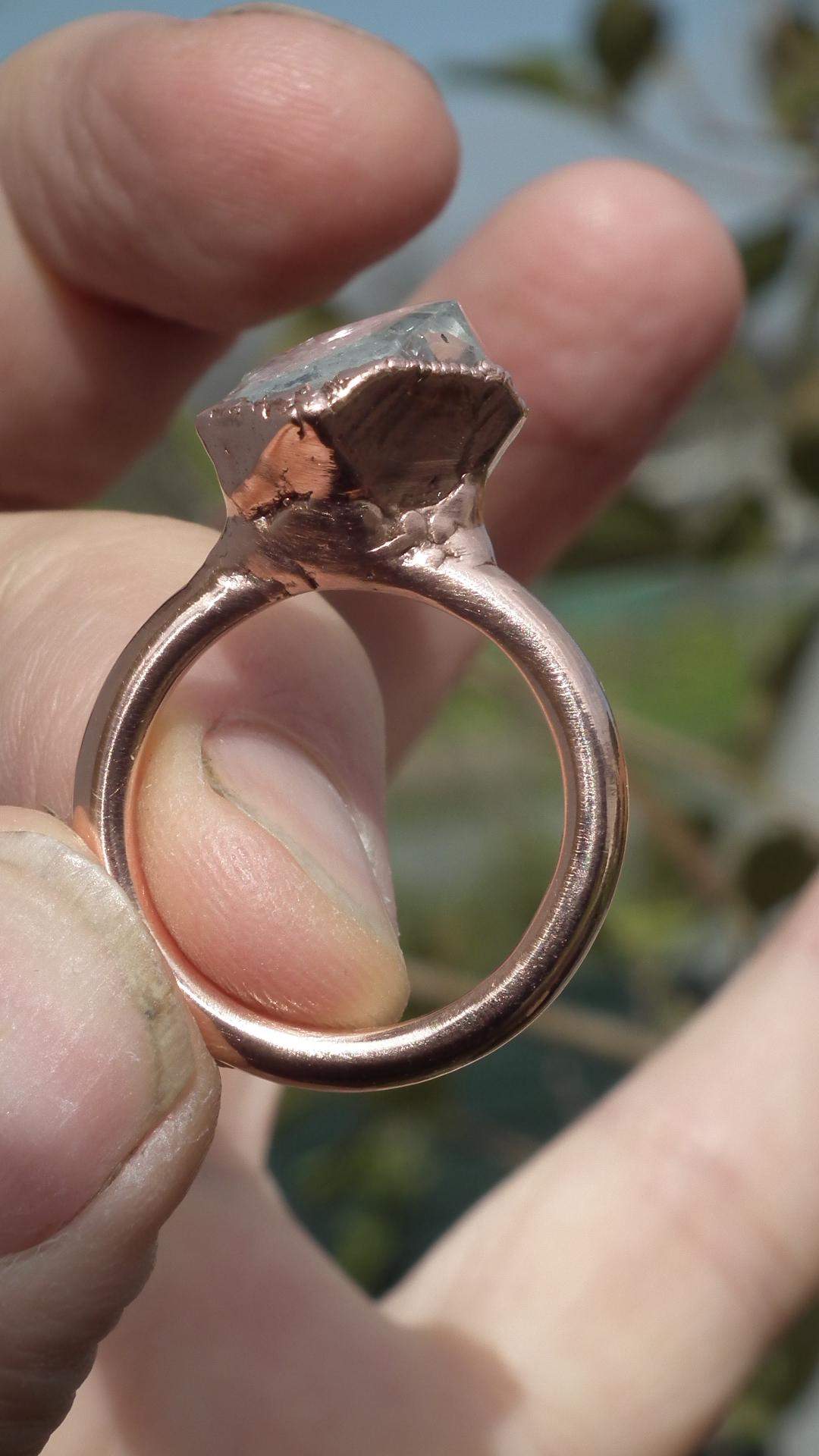 Herkimer diamond ring / herkimer ring / Electroformed Copper
