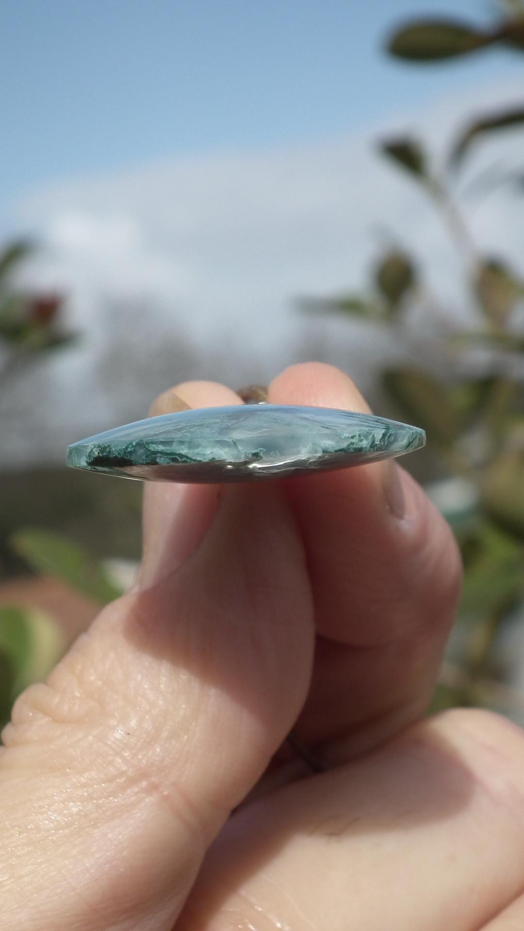 Moss agate necklace with Sterling silver bail