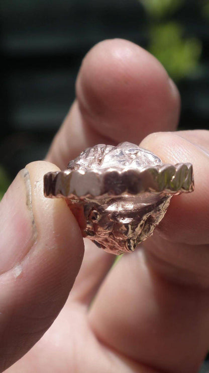 Electroformed Copper celestite ring / rough celestite