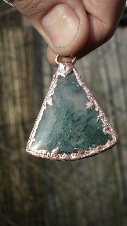 Copper formed Mossagate pendant