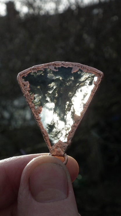 Copper formed Mossagate pendant