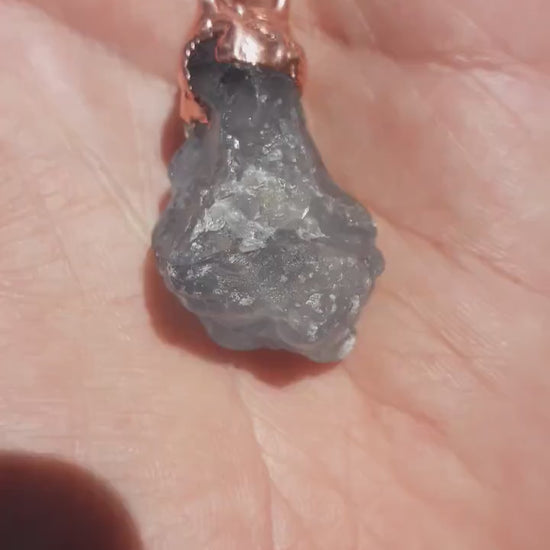 Electroformed copper Celestite necklace