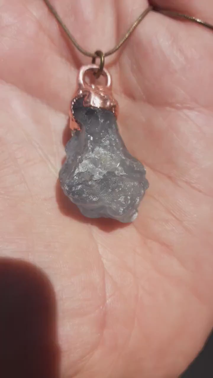 Electroformed copper Celestite necklace