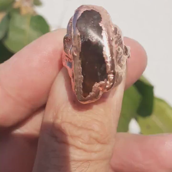 Citrine ring / Electroformed copper ring