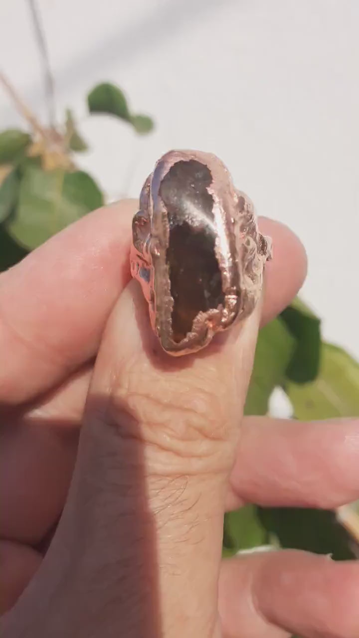 Citrine ring / Electroformed copper ring