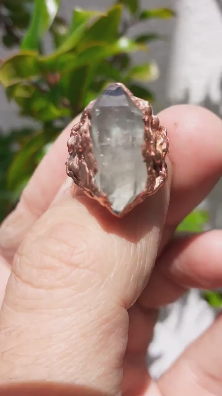 Electroformed  Copper double terminated quartz ring
