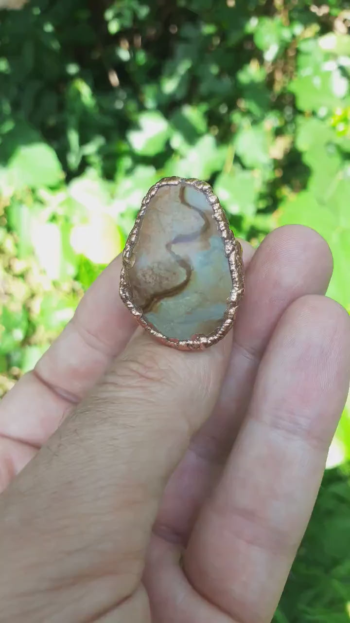 Electroformed  copper Polychrome jasper Ring