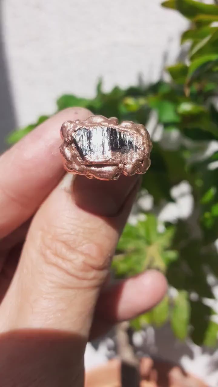 Black tourmaline ring / Copper ring