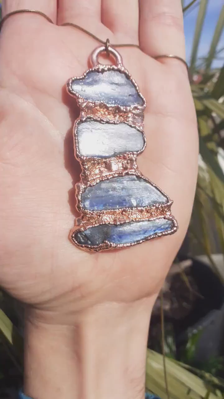 Blue kyanite pendant Electroformed Copper