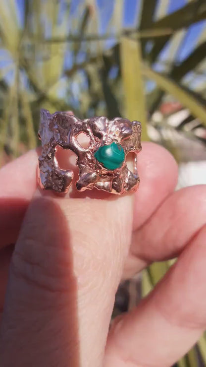 Malachite ring // Electroformed copper