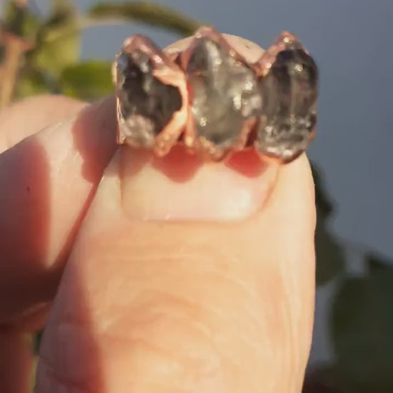 Electroformed  Copper Herkimer diamond ring