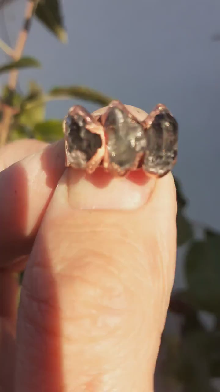 Electroformed  Copper Herkimer diamond ring