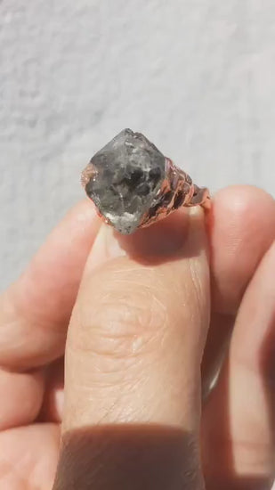 Electroformed Copper Herkimer diamond ring