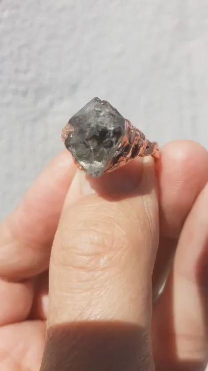 Electroformed Copper Herkimer diamond ring