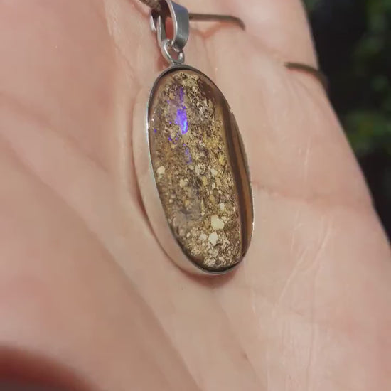 Australian Boulder Opal pendant with sterling silver bail