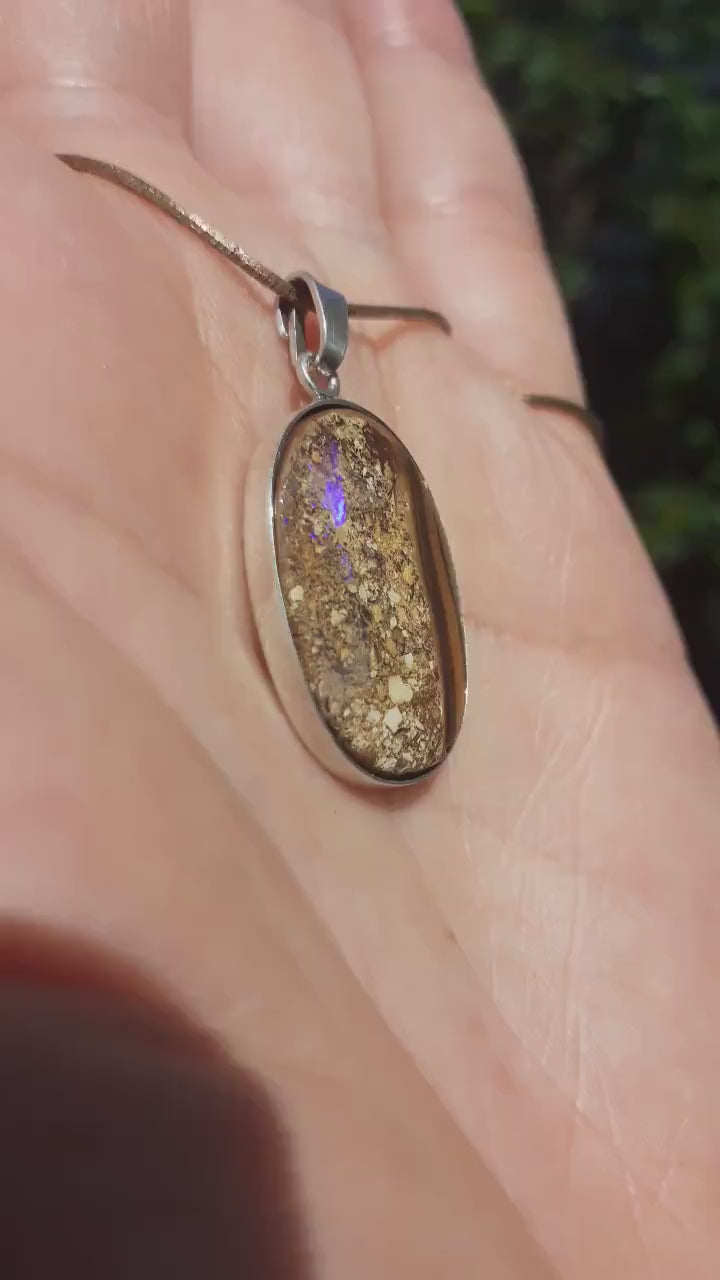 Australian Boulder Opal pendant with sterling silver bail