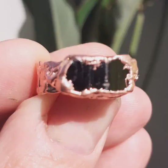 Black tourmaline ring / Electroformed copper