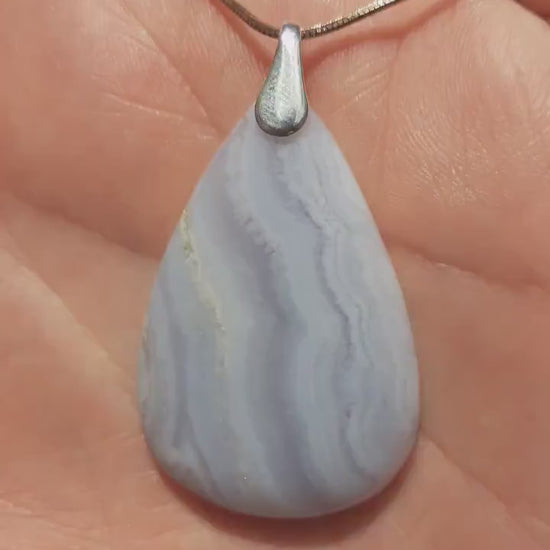 Blue Lace Agate necklace with sterling silver bail