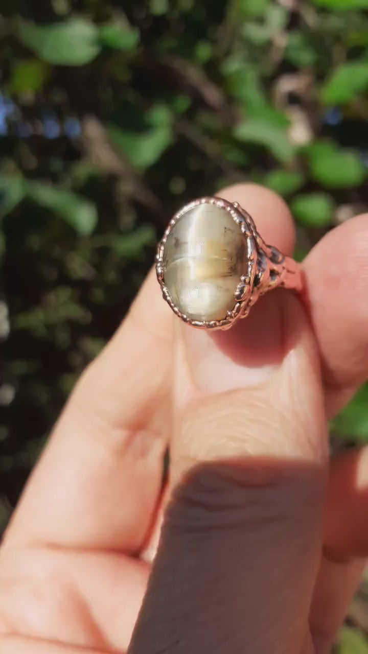 Moonstone ring // Electroformed copper