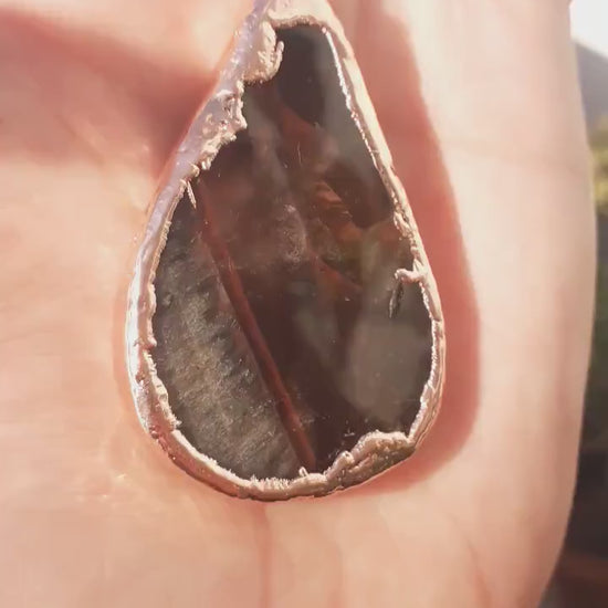 super 7 necklace // Amethyst cacoxenite //electroformed copper // Free Copper snake chain