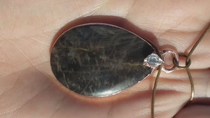 Black moonstone pendant black // Moonstone jewelry // Electroformed copper