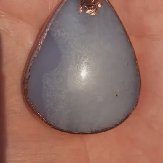 Blue lace agate necklace with Celestite / Electroformed copper // Free copper snake chain