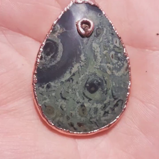 Electroformed copper Kambaba jasper pendant