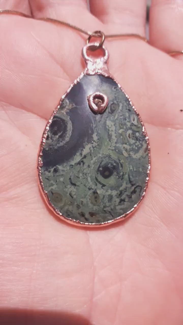 Electroformed copper Kambaba jasper pendant