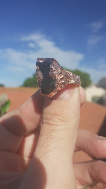 Black tourmaline ring / Electroformed copper