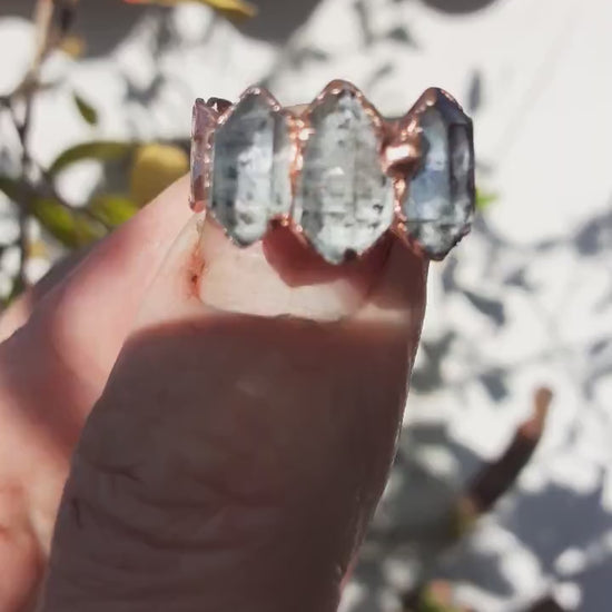 Electroformed  Copper Herkimer diamond ring