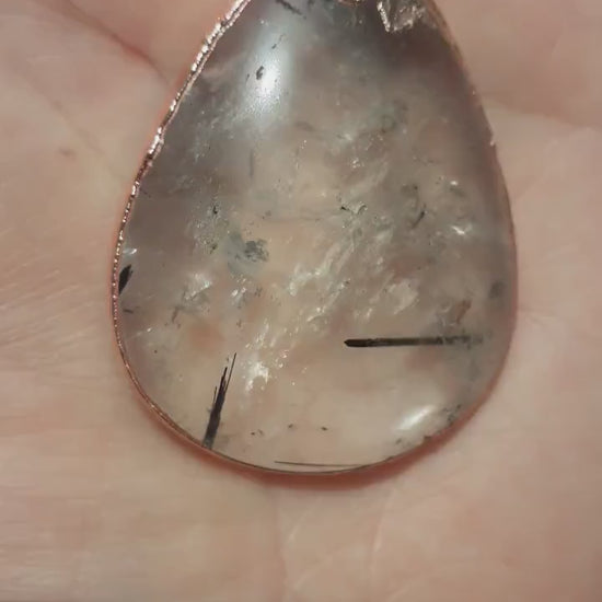 Electroformed copper Rutilated quartz pendant