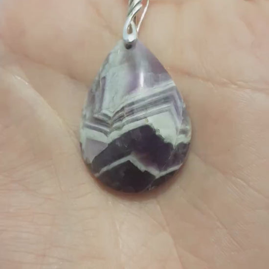 Chevron Amethyst necklace with sterling silver bail