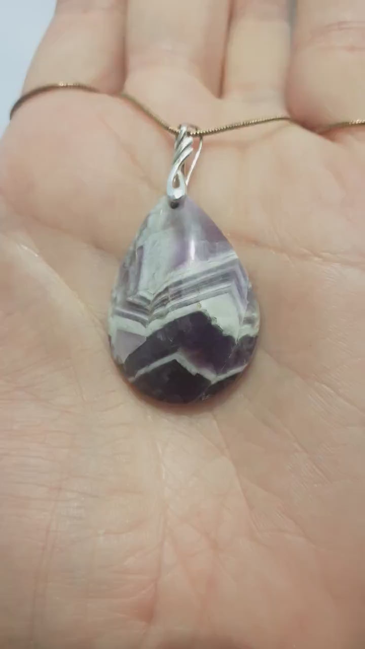 Chevron Amethyst necklace with sterling silver bail
