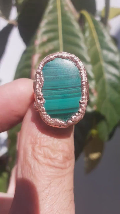 Malachite ring // Electroformed copper