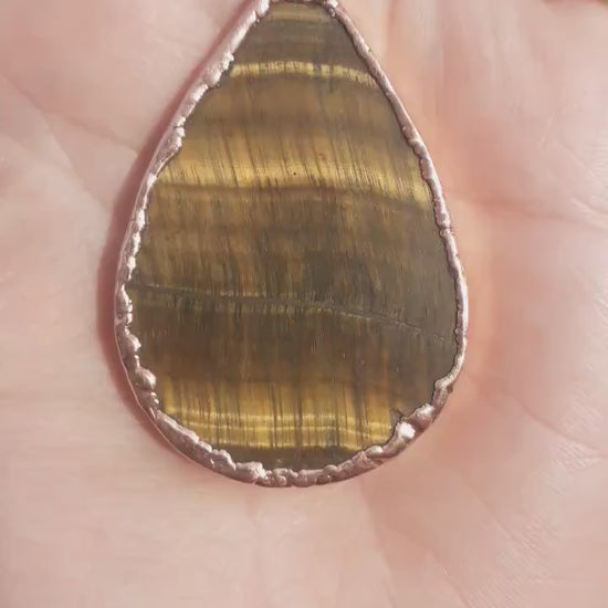 Tigers eye necklace Electroformed copper