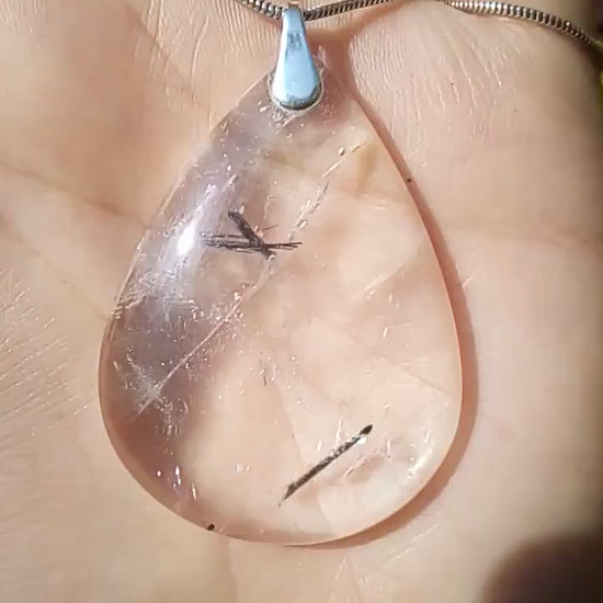 Rutilated quartz pendant sterling silver bail