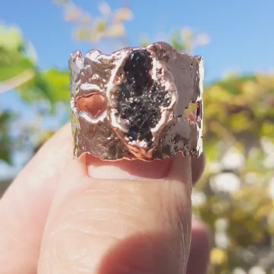 Raw garnet ring / Electroformed Copper