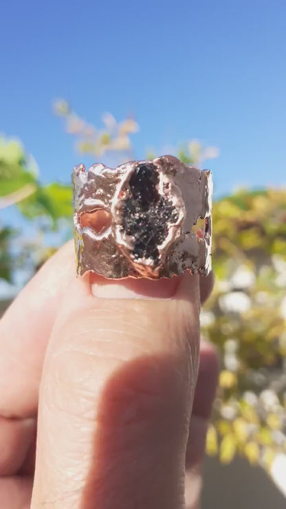 Raw garnet ring / Electroformed Copper