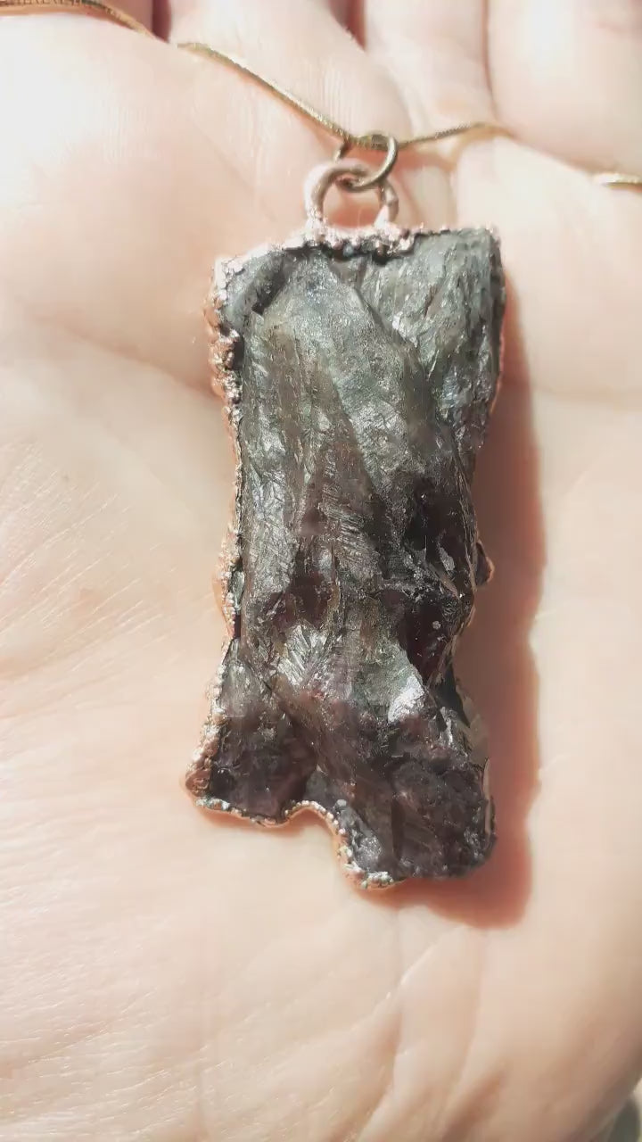 Electroformed copper Super 7 necklace // Super 7 crystal // Amethyst cacoxenite