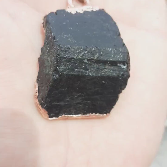 Black tourmaline pendant / raw black tourmaline