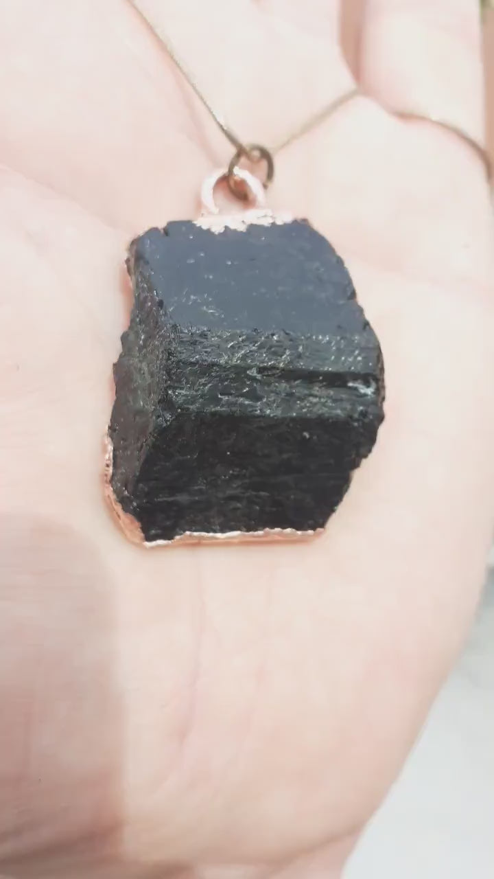 Black tourmaline pendant / raw black tourmaline