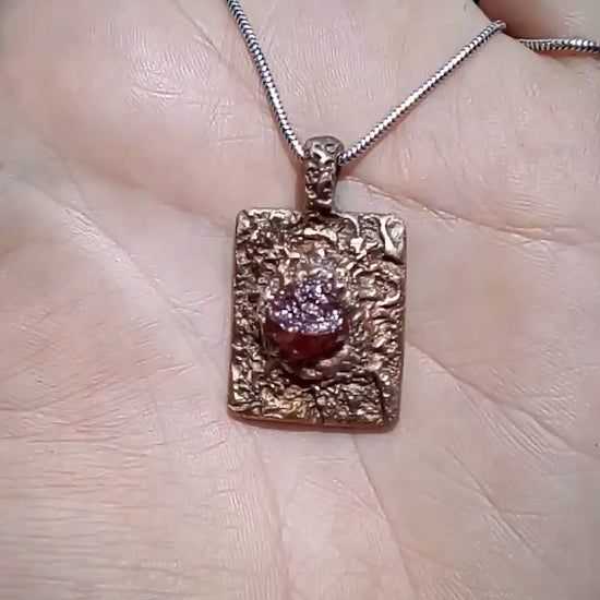 Handmade bronze Hessonite pendant