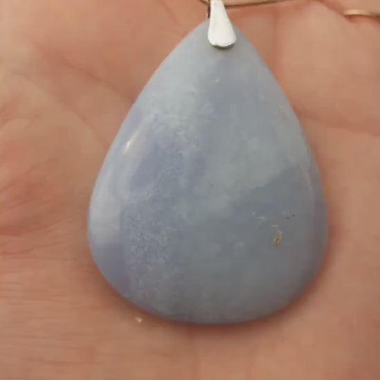 Blue Lace Agate necklace with sterling silver bail