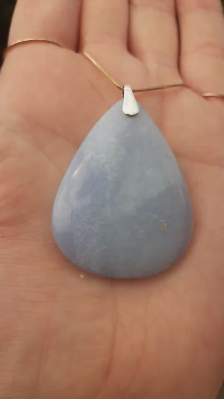 Blue Lace Agate necklace with sterling silver bail